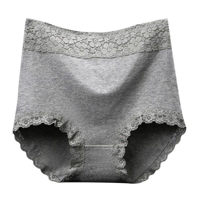 Women's Cotton Underwear Women's Lace Briefs Large Size Belly Lifting Hip Cotton High Waist Elastic Underwear