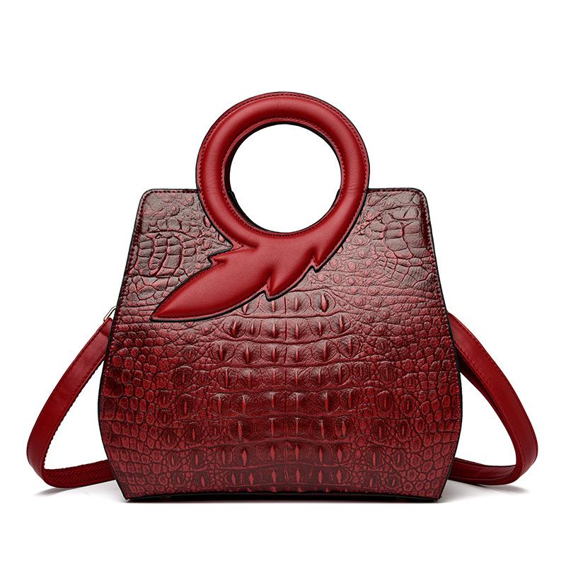 Women's Handbag Fashionable Round Handle Women's Shoulder Bag Crocodile Leather Pattern Luxury Crossbody Bag Women