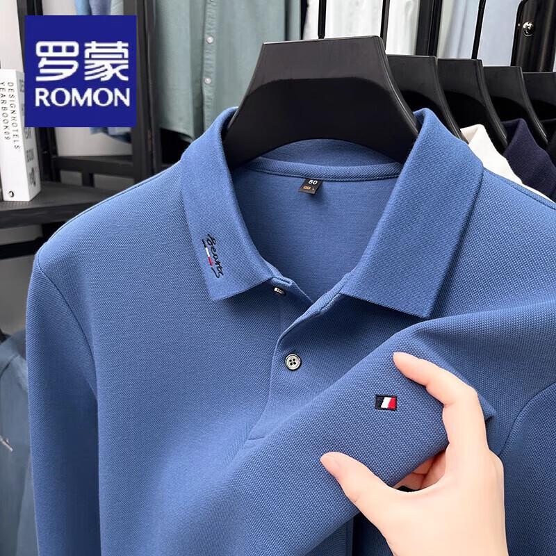 Romon Men's Long-Staple Cotton Business Casual Polo Shirt