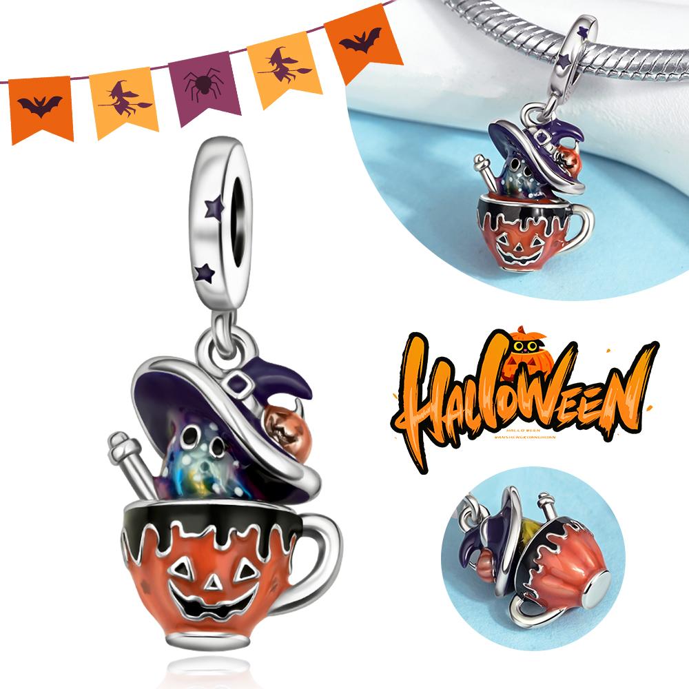 Copper Skull Black Demon Pumpkin Head Ghost Halloween Pendant Jewelry Beads Original Bracelet Boutique Charms Gift