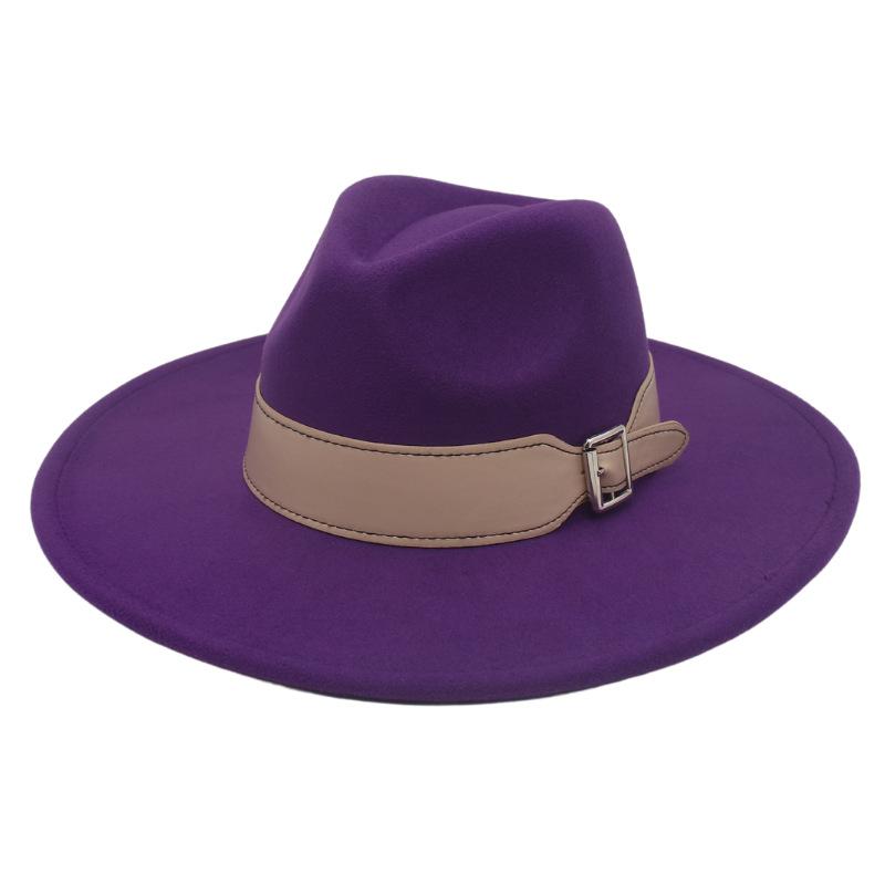 Men'S And Women'S Enlarged Brim, Wide Belt Buckle Top Hat, Jazz Hat, Trendy Hat