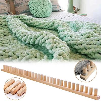 Telar de Tejer para Mantas de Tamaño Ajustable Telar Portátil Multifuncional Herramienta de Tejer con Hilo Grueso Telares de Alta Resistencia Kit de Tejido a Mano