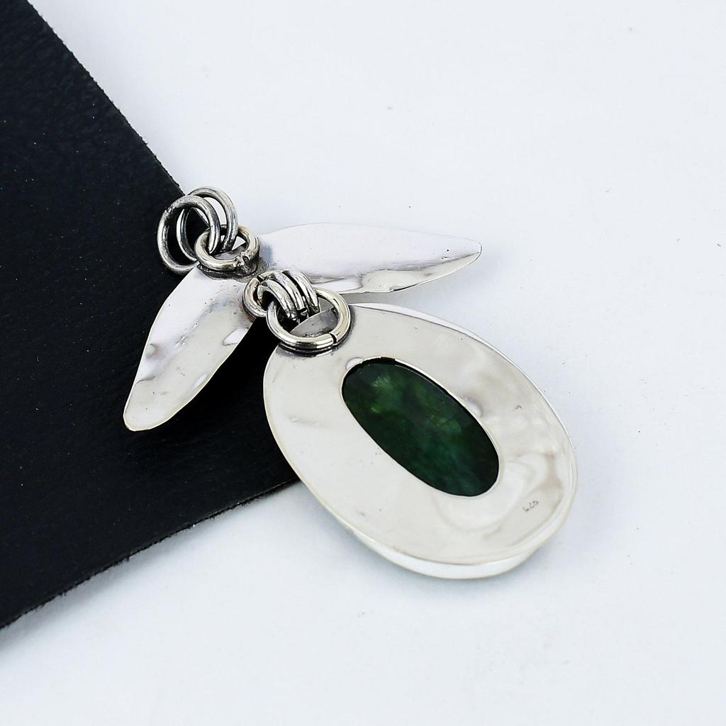Emerald Gemstone Silver Pendant in 925 Sterling Silver- Handmade Design, Everyday Wear Jewelry, Unique Pendant Thanksgiving Gifts