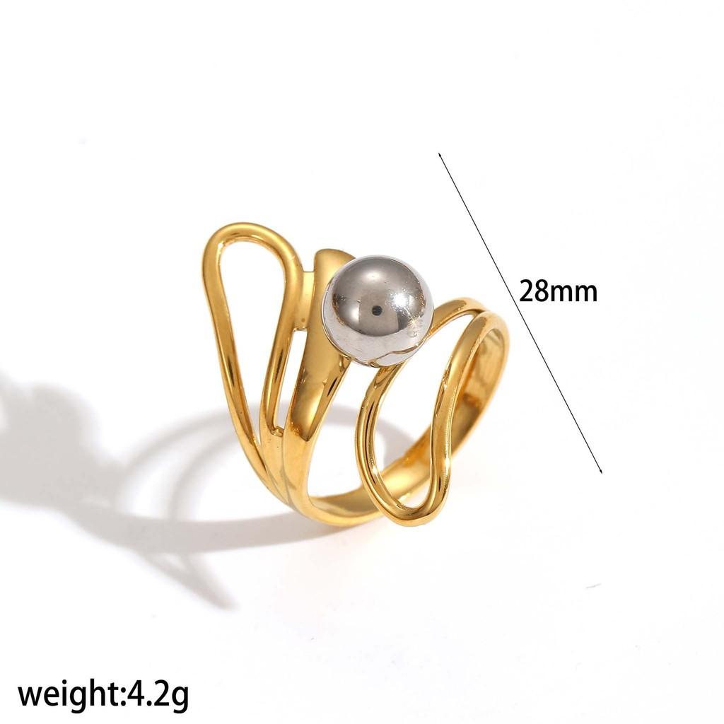 Geometric Titanium Steel Ring For Women Fashion Minimalist Hollow Design Jewelry