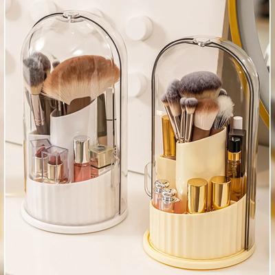 Luxus Große Kapazität Staubdicht Make-Up Pinsel Lagerung Eimer Desktop Lippenstift Organizer Box Büro Rotierenden Stift Halter Dressing