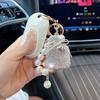 Pearls Perfume Shape Keychain Rhinestone Inlaid Perfume Shape Keyring  Fashion Accessory