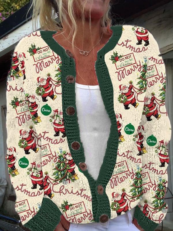 2025 Christmas Abstract Print Casual Imitation Wool Sweater
