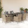 Vidaxl 7-Cz. Set di Mobili da Giardino con Cuscini, Beige, Polyrattan