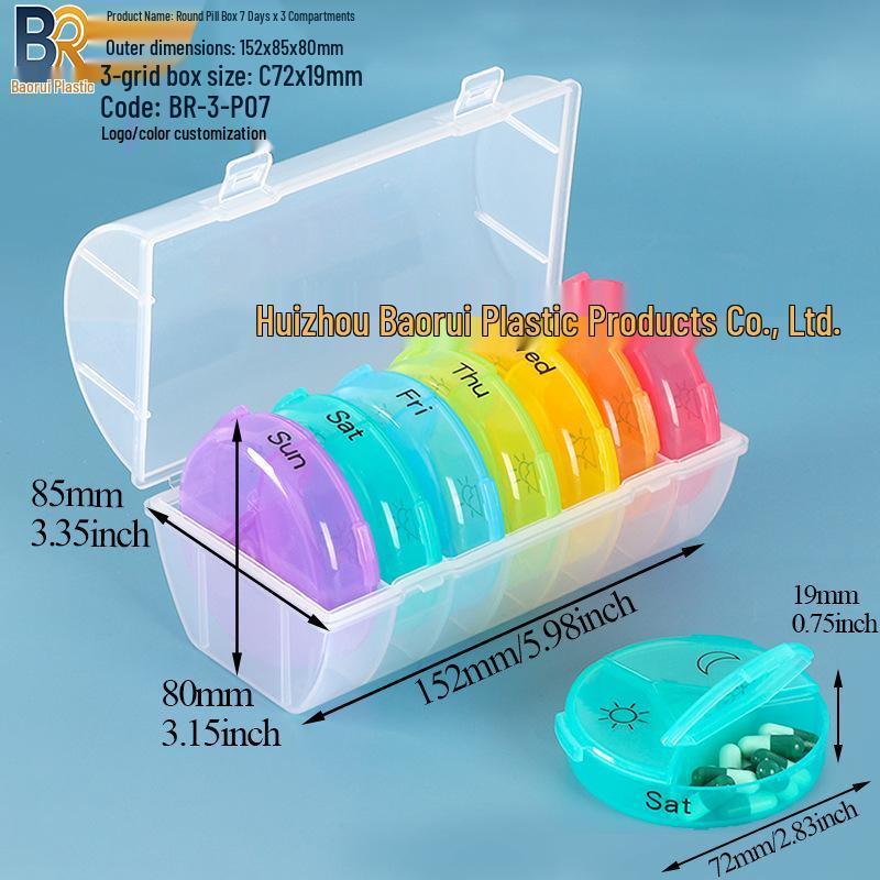 7-Day Round Petal Pill Box: Compact 7-Grid Medicine Organizer for Travel