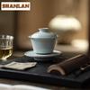80ML High End Azure Ru Kiln Ceramic Gaiwan Elegant Three Talent Hand Grip Tea Tureen Tea Maker Cover Bowl For Tea Ornaments Gift