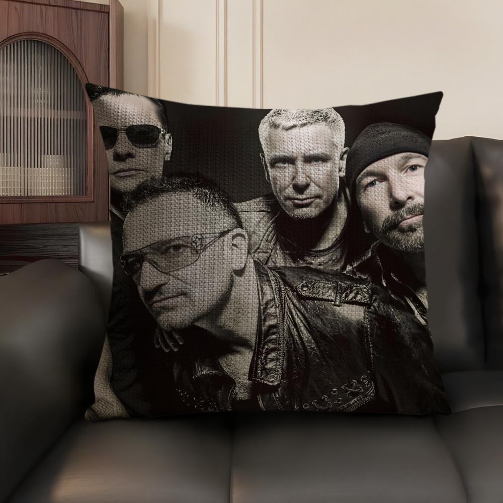 Rock UU Band Music Cushion Cover Natural Linen Organic Fabric DoubleSided Printing Sofa Home Decor Gift Pillow Case