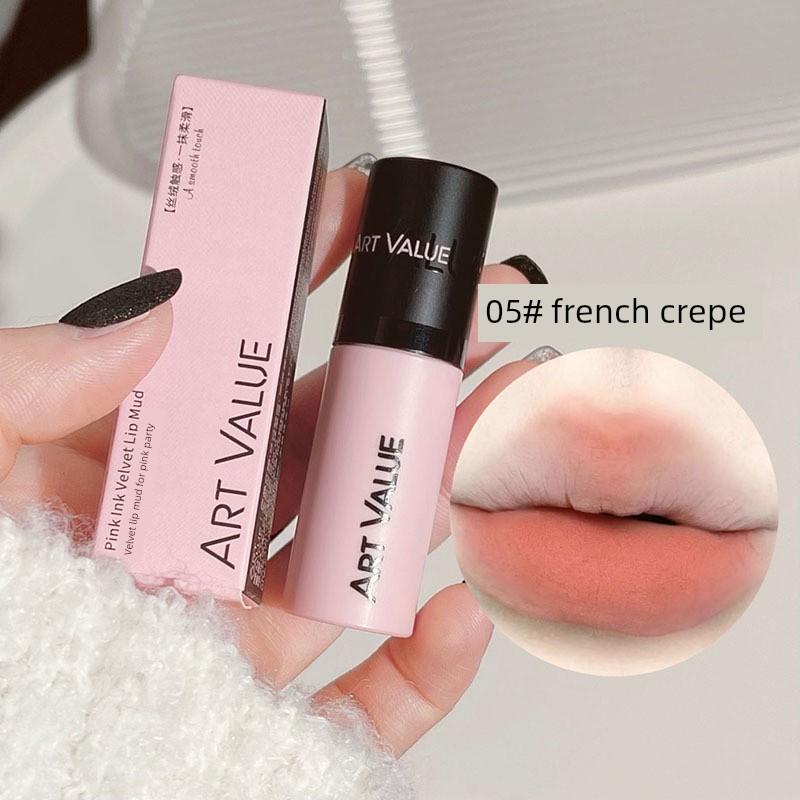 Powder Mist Lip Mud Matte Velvet Lip Gloss That Brightens the Complexion, Non-Fading, Non-Stick Cup, Affordable Red Pear Color for Students