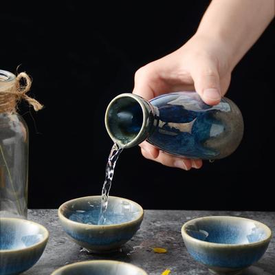 Japonské barové sady Keramická 1 konvička 4 šálky Vinné sady Vintage hrnek na likér Separátor Kuchyňské Baijiu Čaj Kávový šálek Stolní nádobí Dárky