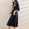 Nowy Jesienny Styl Mały Zapach Styl Dzianinowa Dopasowana Plisowana Czarna Spódnica Wszechstronna Sukienka Bazowa w Stylu Retro