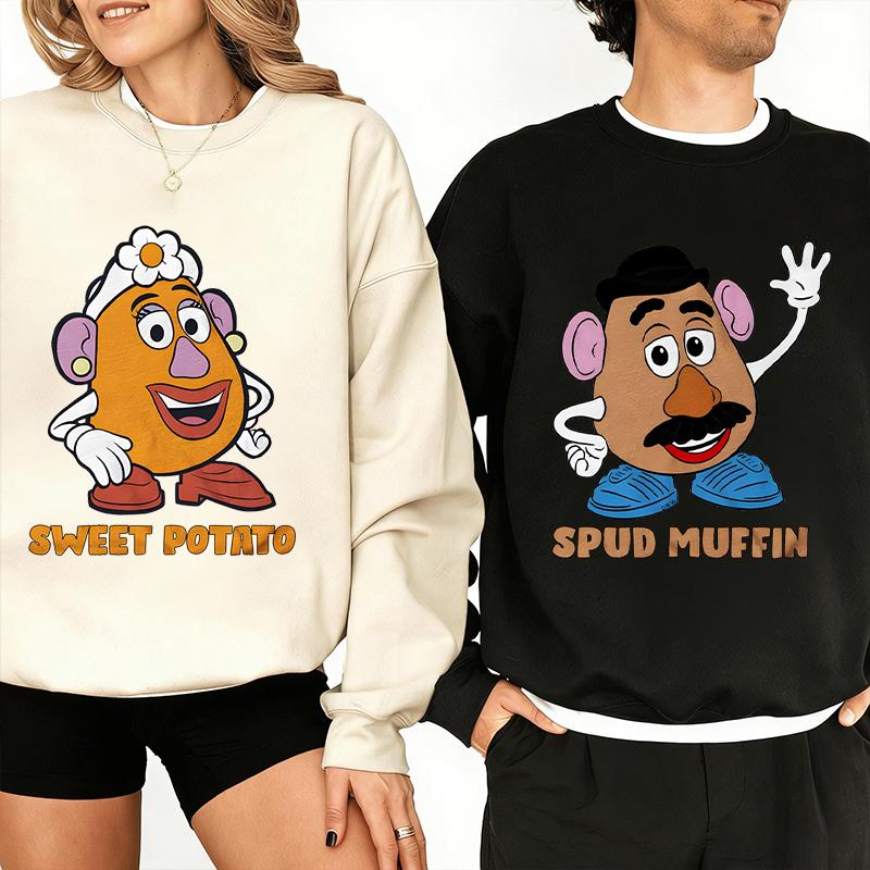 Cartoon Spud Muffin Sweet Potato Print Sweatshirt New Men Women Happy Valentine Gifts Long Sleeve Fashion Couple Pullover