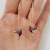 Personalized Exquisite Animal Earrings Zircon Woodpecker Long Tassel Pendant Drop Earring Hummingbird Charm Women Jewelry Gifts