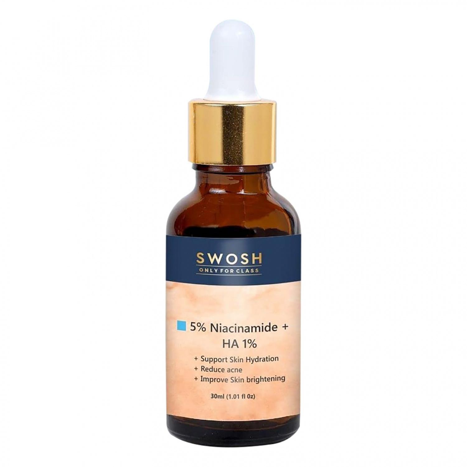 Сыворотка для лица с Ниацинамидом и Гиалуроновой кислотой (30 мл), 5% Niacinamide + HA 1% Serum,  Swosh