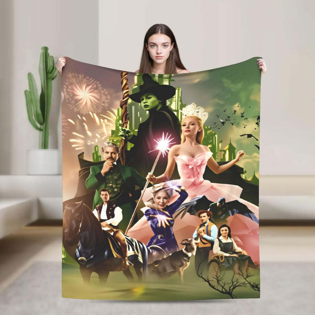 Wicked 2 Musical Movie Glinda Plush Blanket Boy Girl  Flannel Throw Blanket For Bedroom Warm Soft Custom Quality Bedspread
