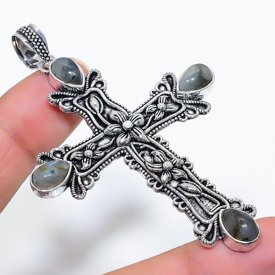 

Cross Labradorite Gemstone Handmade Ethnic Jewelry Pendant 2.96 VR-3598