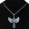 European and American Street Blue Gem Angel Crossed Clavicle Chain Necklace