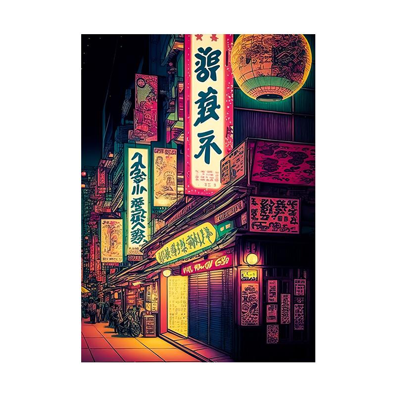 Pop Neon Vaporwave Japan Tokyo City Night Street Scenery Posters Abstract Wall Art Canvas Painting Print Room Home Decor Cuadros