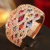 Luxury Inlaid Multicolored CZ Women's Ring Trendy Gold Color Geometry Daily Wear Party Jewelry Anniversary Gift
