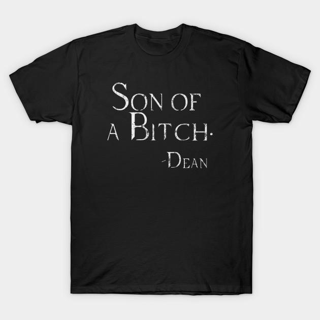 

Men Black Print T-shirt Distressed Son Of A Bitch Dean T-Shirt No-Cut Transfer Paper Print Cotton Tshirt 2XL чорний
