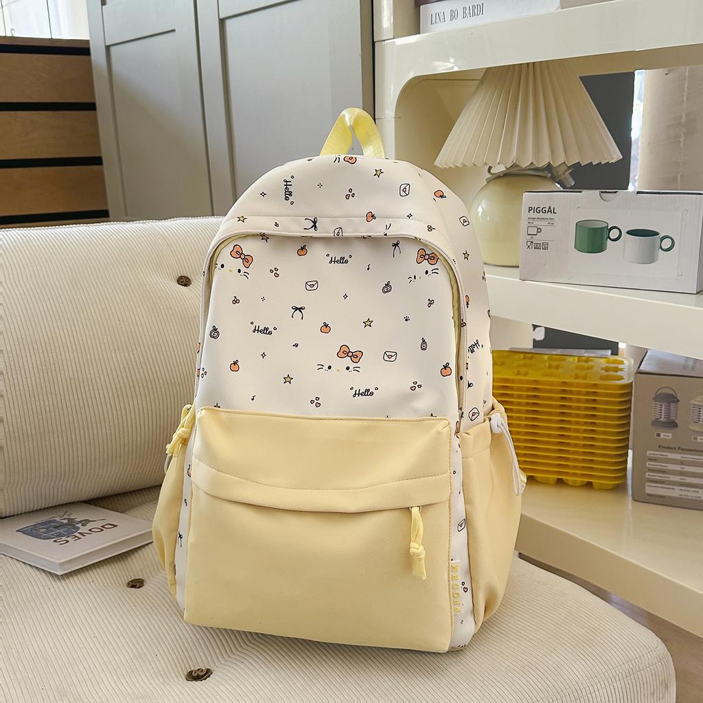 Schoolbag Junior High School High School Student Schoolbag Female Cute Bow Kitten Backpack College Style Cartoon Small Fresh Backpack