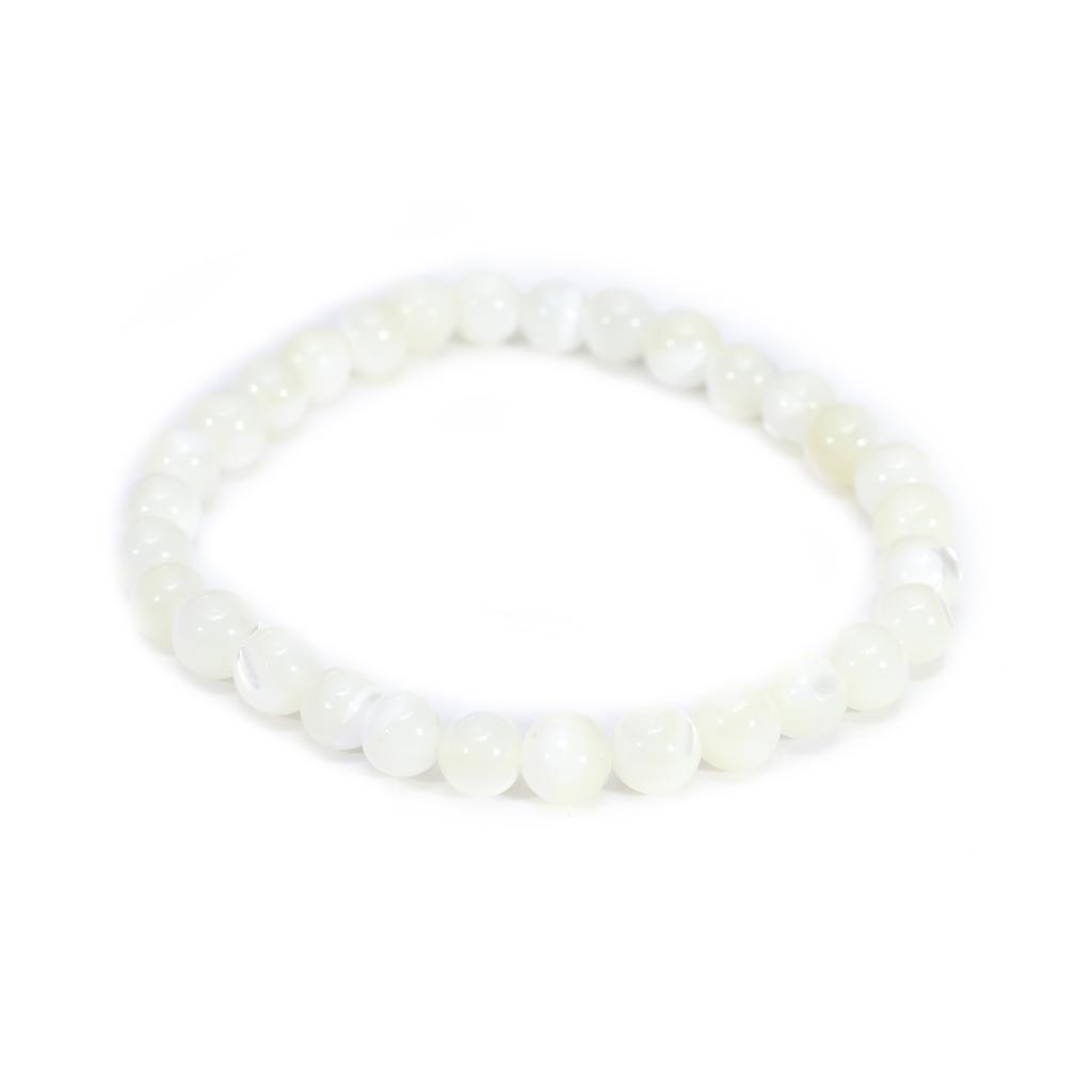 1Pc 4x8mm Round Beads Bracelet Natural Shell Bracelets for Women Men Jewelry Gifts Total Length 18cm