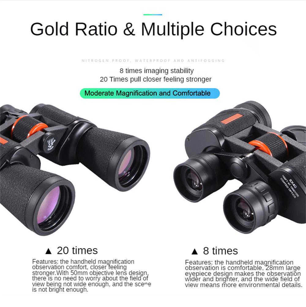 20x50 HD Tragbares Anti-Rutsch-20x-Fernglas-Teleskop Bak4 Fmc-Optik-Fernglas Low-Light-Nachtsicht für die Jagd auf Campingreisen