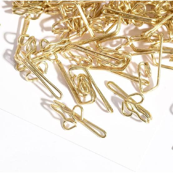 Metal Curtain Hooks, 100Pcs Drapery Hook Pins Stainless Steel Pin-on Hooks for Window Curtain, Shower Curtain, Door Curtain - Gold