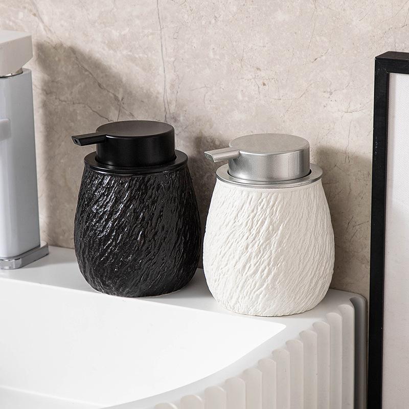 400ML European Stone Pattern Lotion Bottle Foam Black White Ceramic Soap Dispenser Home Hotel Shower Gel Shampoo Water Bottle