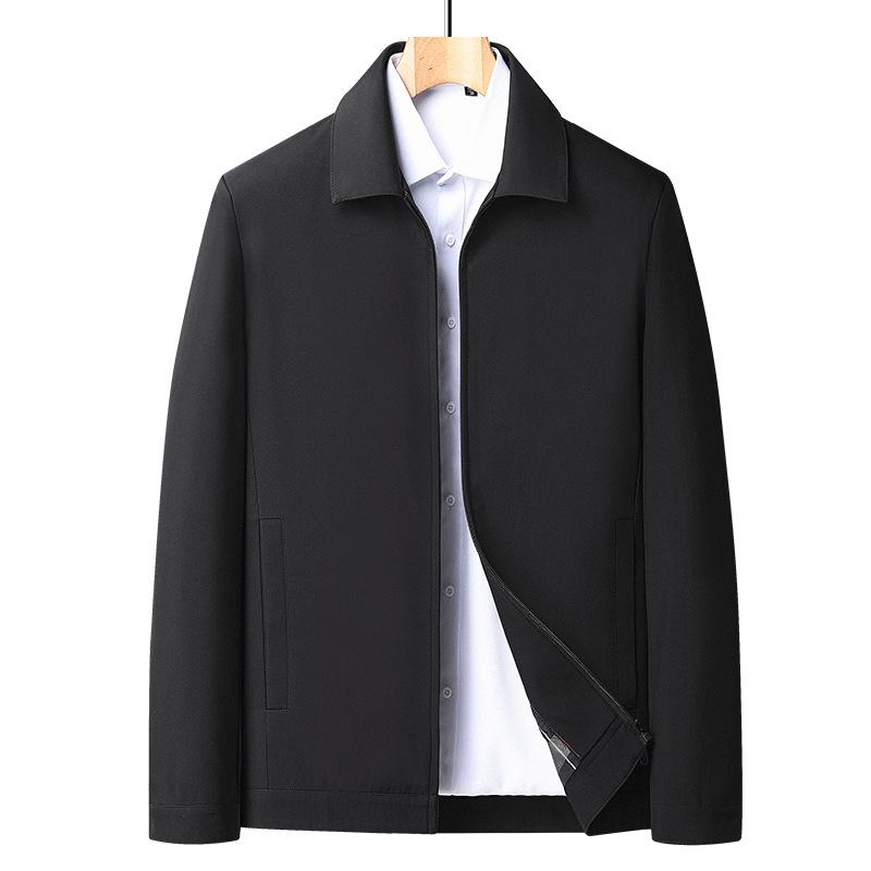 Men's Spring & Autumn Turn-Down Collar Jacket for Ages 40-80 - Stylish Business Suit for Mature Gentlemen