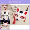 Half Anime Japanese Face Fox Mask Handpainted Kitsune Halloween Cosplay Gift