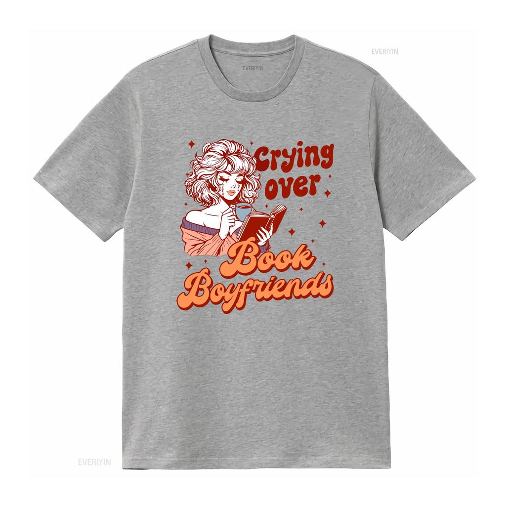 Reading Book Crying Over Boyfriends T Shirt Literary Bookish Lover Reader for Librarian vintage Washed Unisex graphic