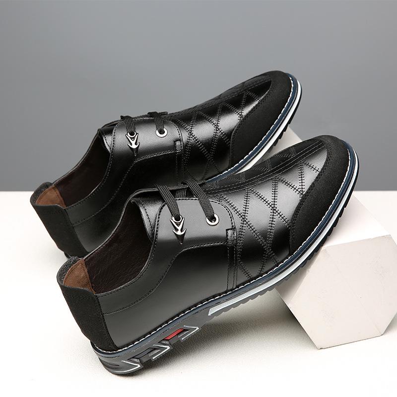 Large Size 2025 Autumn Men's Casual Leather Shoes Men's Shoes Without Shoelaces, One Pedal or Lace-up British Men's Shoes