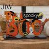 Rustic Halloween Table Centerpieces Wooden Tabletop Ornaments, Freestanding Solid Wood Letter Signs, Decorative Centerpiece Pumpkin Castle Ghost Decor