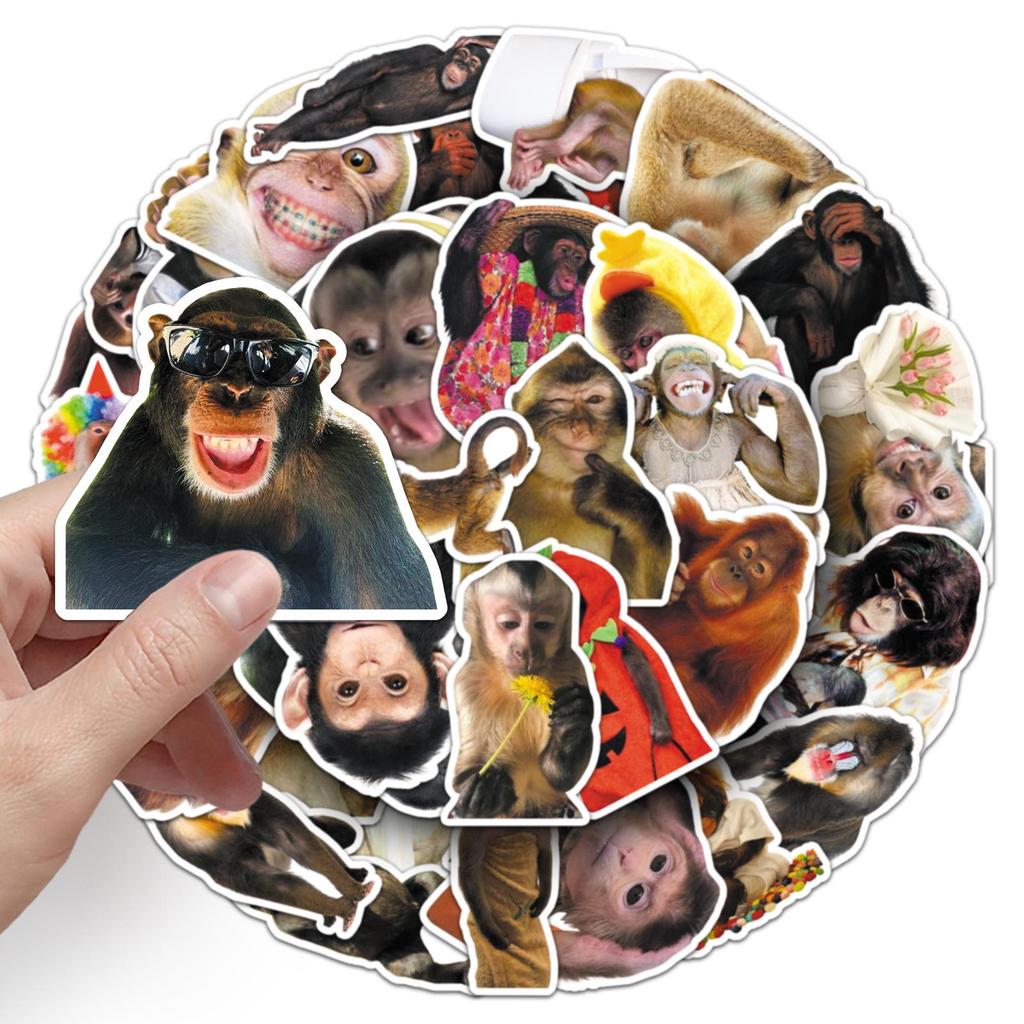 50 Crazy Monkey & Emoji Stickers - Creative Graffiti & Storage for Motorcycles