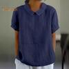 Damen Freizeithemd mit umgeschlagenem Kragen, kurzärmelig, einfarbig, lockere Passform, Sommer-T-Shirt für den Alltag