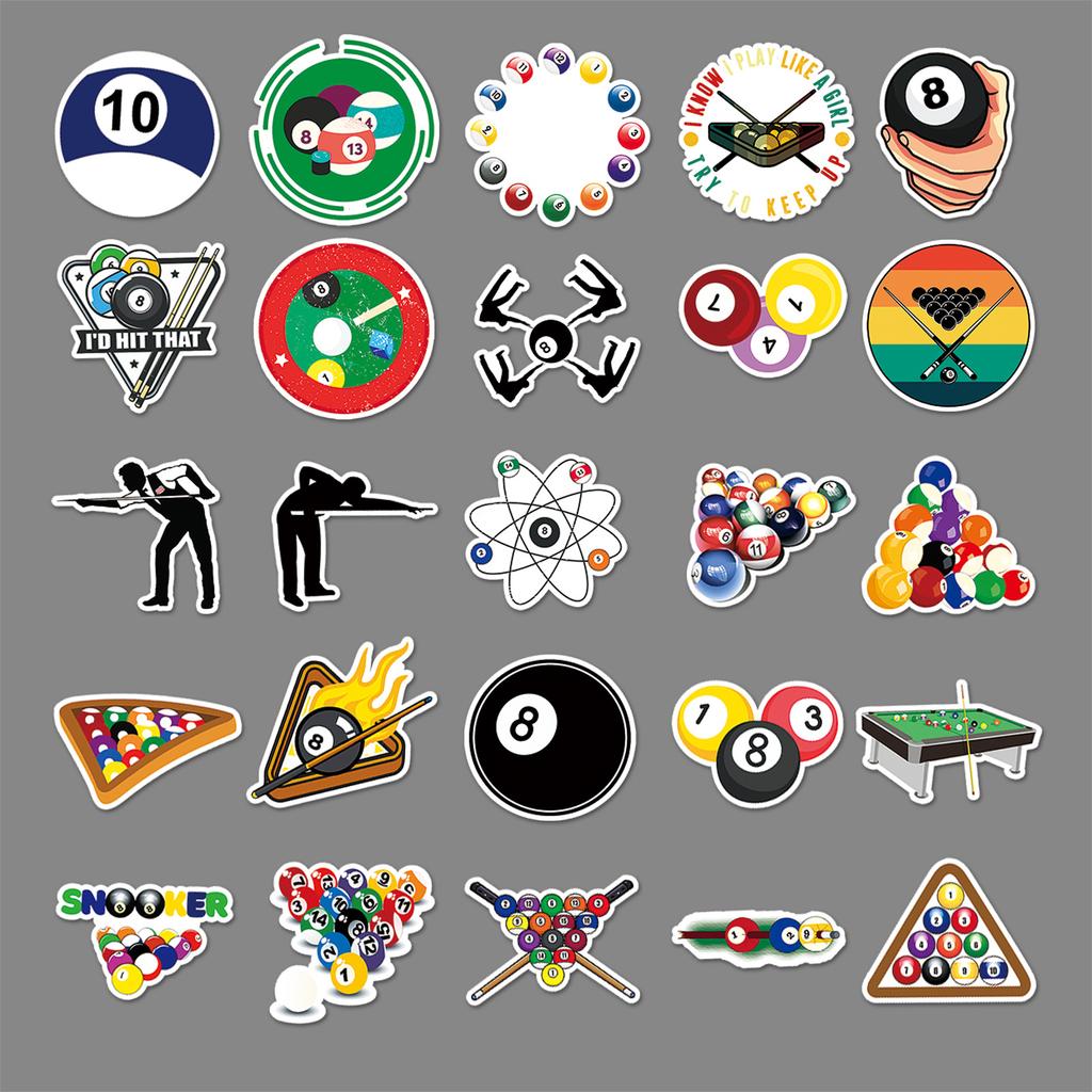 50 Billiards Doodle Personality Cartoon Sports Creative DIY Mobile Phone Case Suitcase Stickers Waterproof