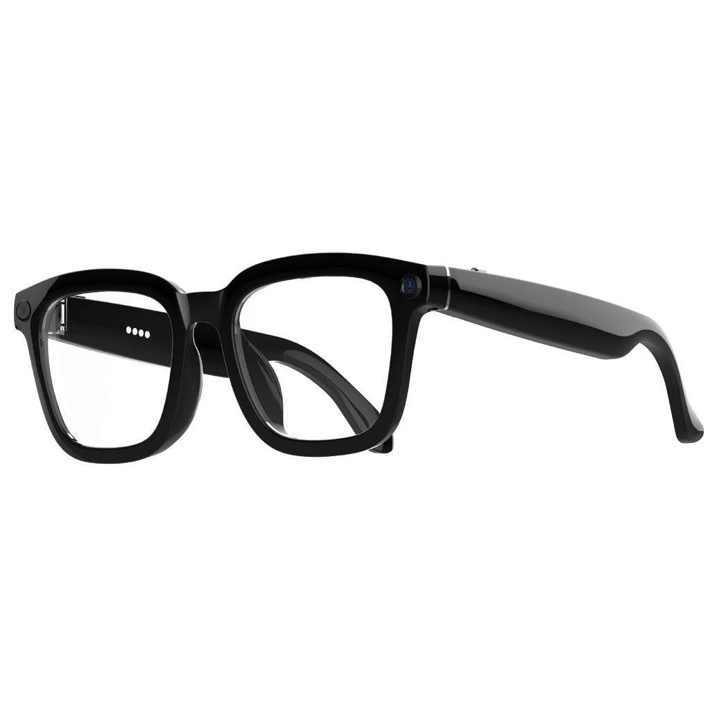 KI-Smart Glasses: Schwarze Tech-Kamera-Brille für Übersetzung, Fotografie und Musik-Streaming