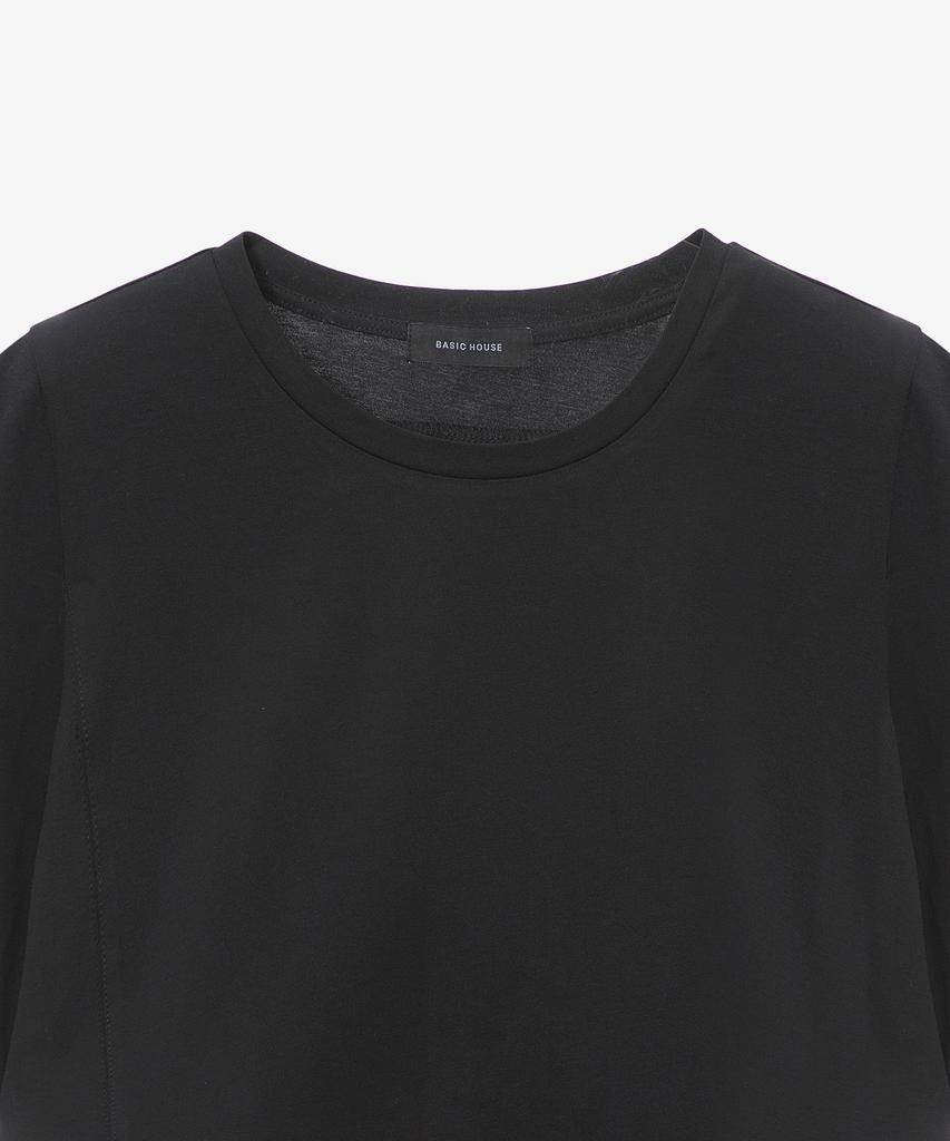 BASIC HOUSE Women'S Silket Deformed Sleeve Short Sleeve T-Shirt Black Lzts3213