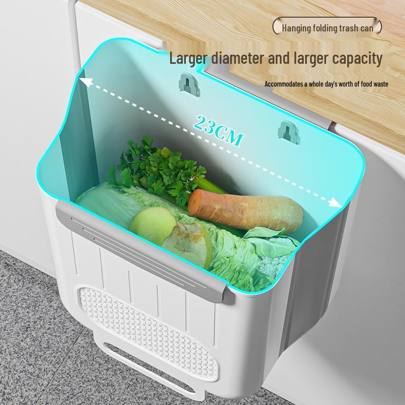 Foldable Kitchen Wall-Mounted Trash Can: Large Capacity, Punch-Free Waste Basket for Cabinet Doors