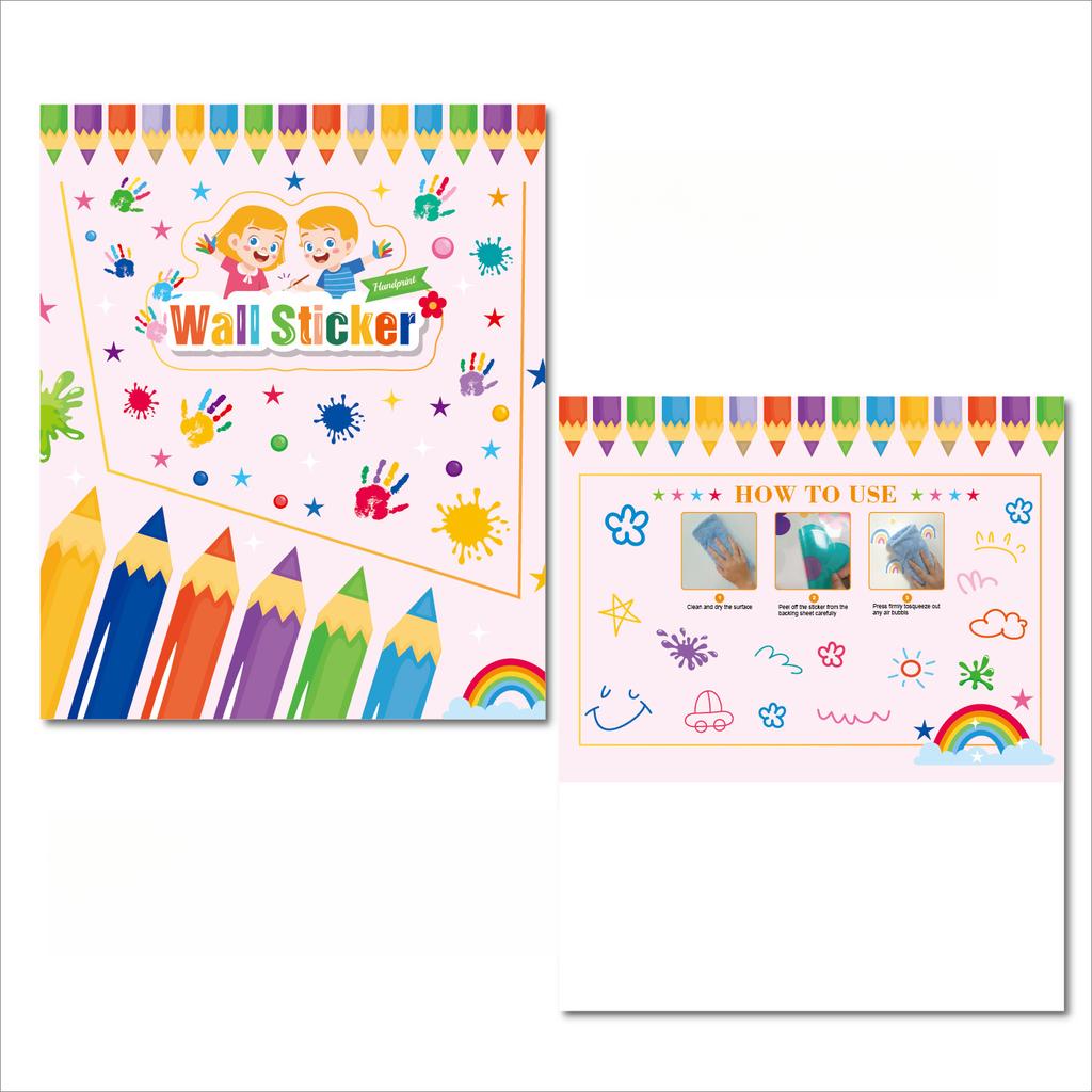 Colorful Handprint Wall Stickers Splash Water Rainbow Classroom Children's Room Starts School Season