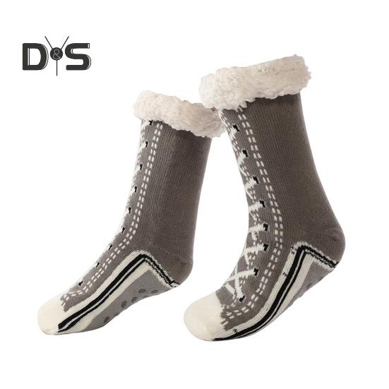 1 Paar Wintersocken, Schuhe, Muster, Plüschfutter, Wärmespeicherung, Weihnachtssocken mit hohem Schlauch, Beinwärmer, Herbst-Winter-Bodensocken, Weihnachtsgeschenk