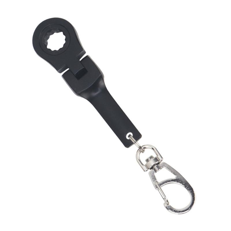Flexible 10mm Ratchet Wrench Metal Keychain with 180 Degree Flexible Rotation Head for Fastening Application