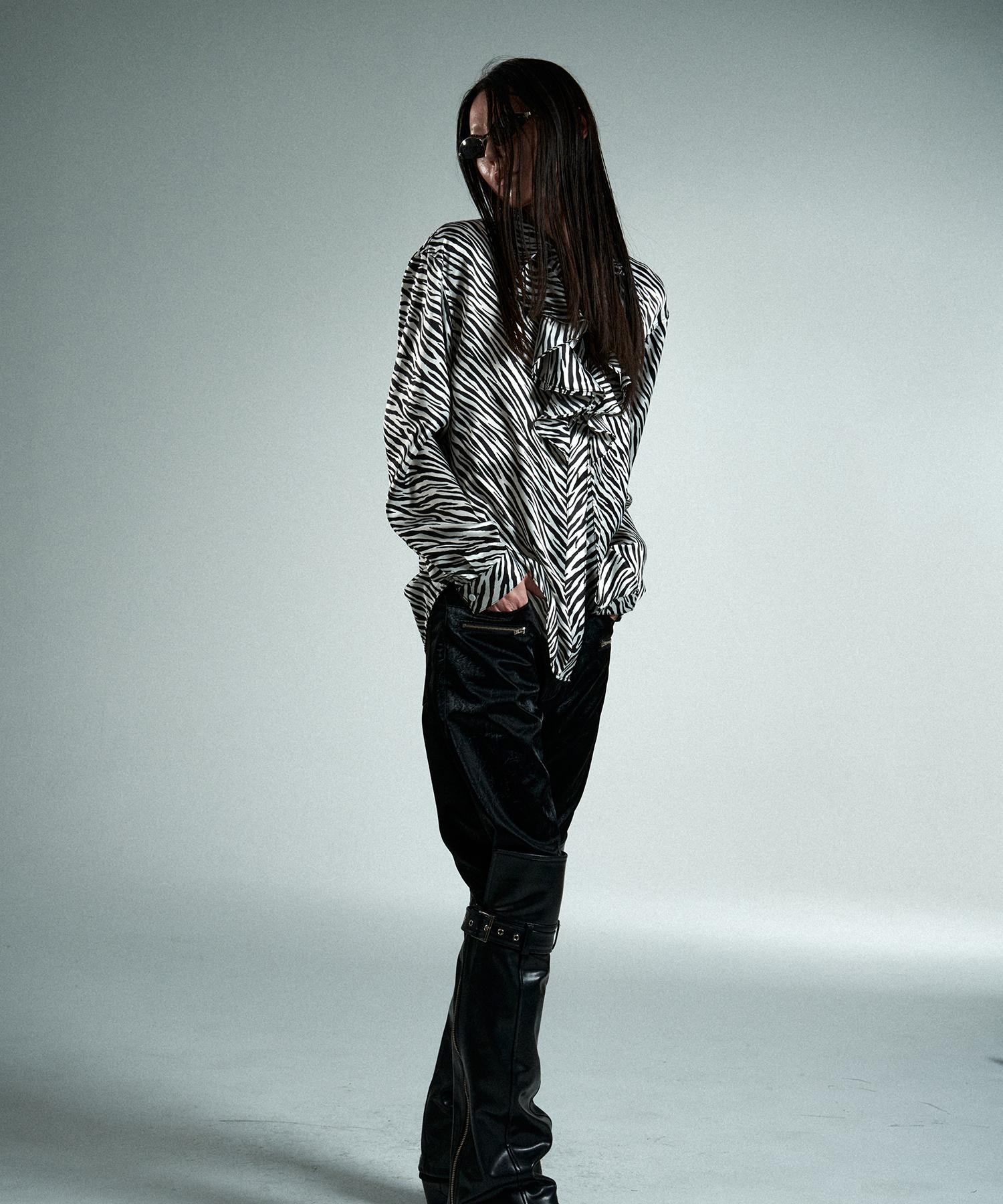 Adverse Zebra Ruffle Shirt M