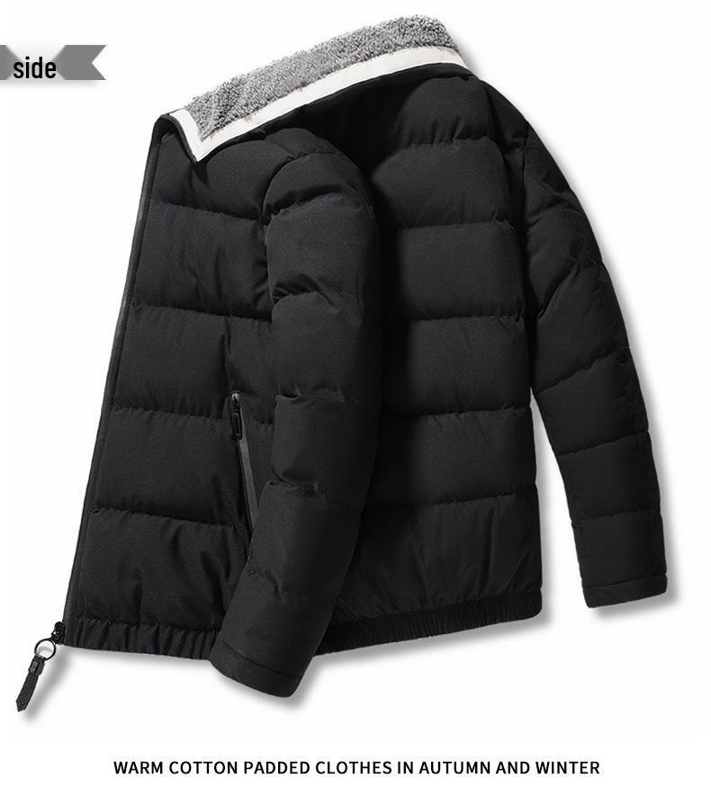 Men's Trendy Stand Collar Cotton Jacket - Thick, Warm Casual Outerwear for Winter