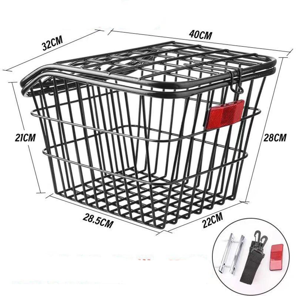Easy To Install Bicycle Rear Basket Fixed Durable Metal Mountain Bike Basket Black/Silver Adjustable Enlarged Bike Basket
