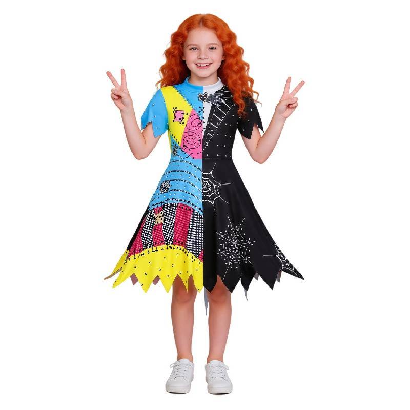 The Nightmare Before Christmas Sally Jack Cosplay Dress For Kids Halloween Role Play